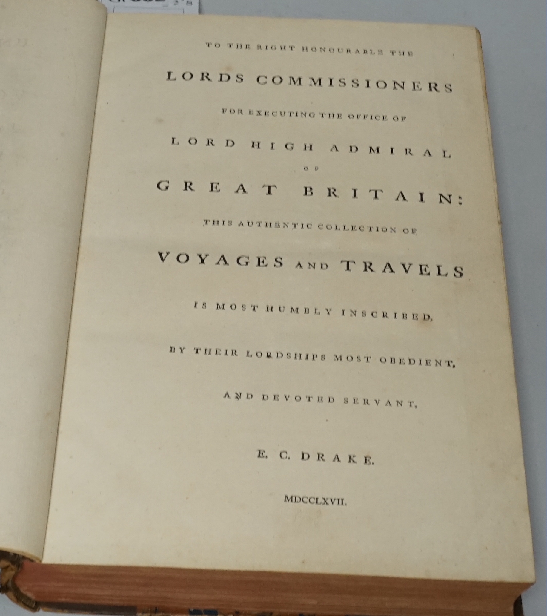 Drake, Edward Cavendish - A New Universal Collection of Authentic and Entertaining Voyages and Travels, from the Earliest Accounts of the Present Time, London, 1768, should have 56 plates, 8 maps, one folding map